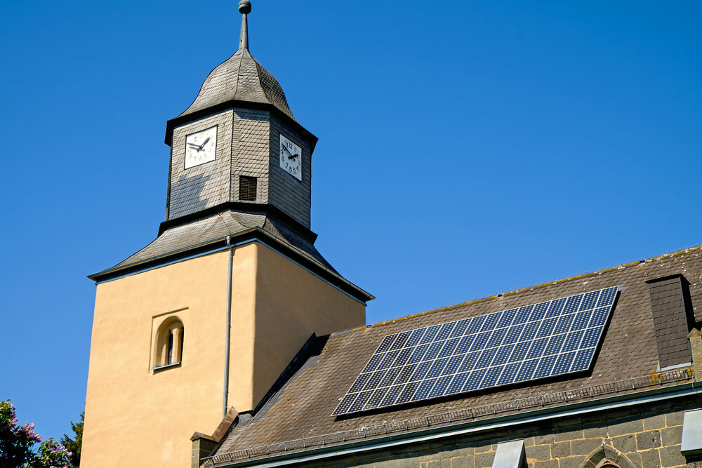 solar panel on a church roof