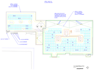 solar engineering blueprints for an industrial manufacturing facility