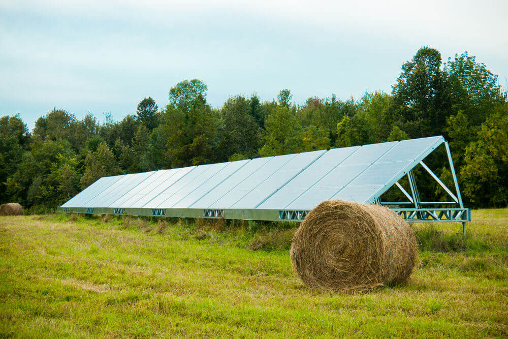 agricultural solar panels on farmland