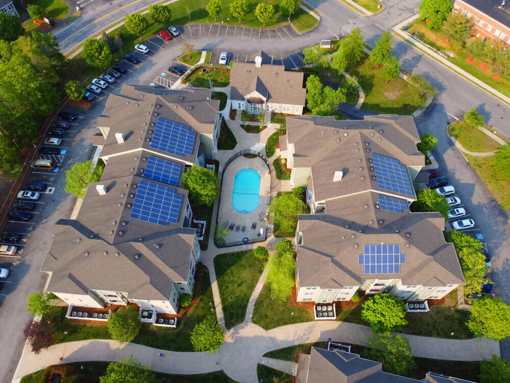 residential solar panels in suburbs
