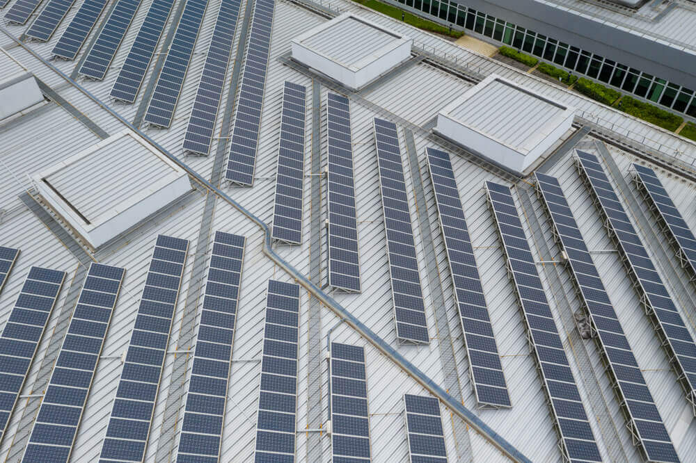 top down view of solar power grid system
